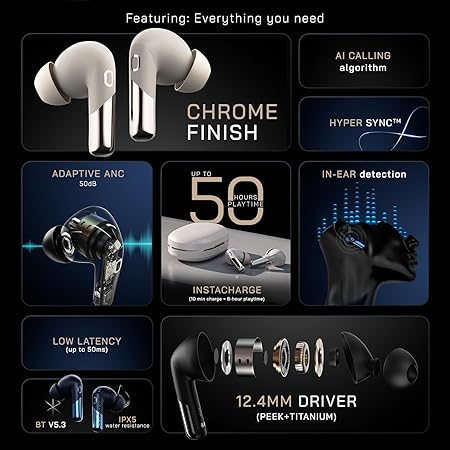 Noise Newly Launched Buds Xero Truly Wireless in-Ear True Wireless Earbuds with Adaptive Hybrid ANC (Upto 50dB) - Rajputtrade