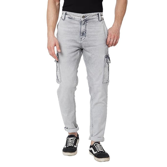 Spykar Men Light Grey Cotton Comfort Fit Narrow Length Clean Look High Rise Jeans (Trooper) - Rajputtrade
