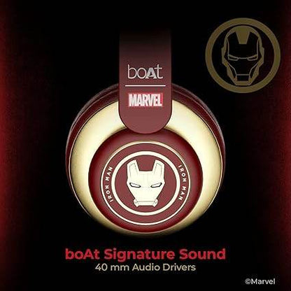 boAt Rockerz 450, 15 HRS Battery, 40mm Drivers, Padded Ear Cushions, Wireless Headphone with Mic (Stark Red) - Rajputtrade