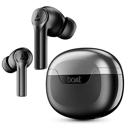 boAt Airdopes 300, Cinematic Spatial Audio, 50HRS Battery, 4Mic AI ENx, Fast Charge, App Support, Low Latency, IPX4, v5.3 Bluetooth Earbuds, TWS Ear Buds Wireless Earphones with mic (Gunmetal Black) - Rajputtrade