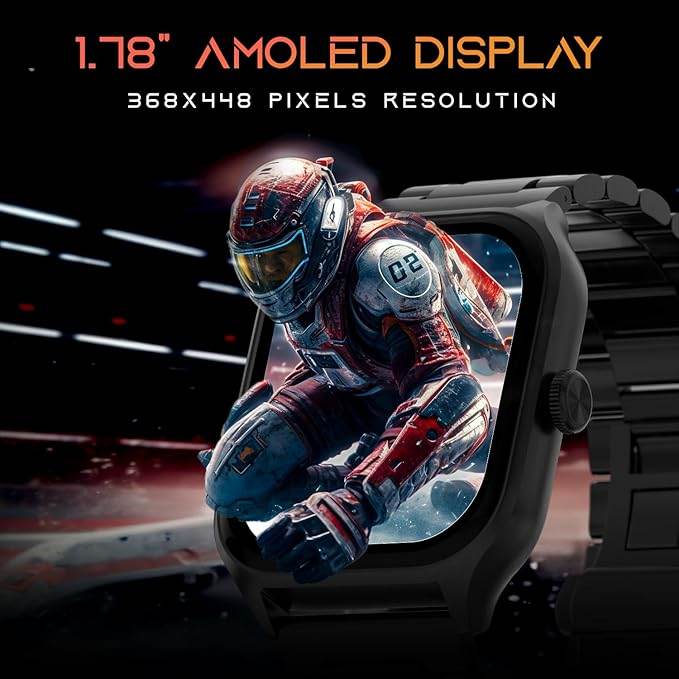 Fire-Boltt Solaris 1.78” AMOLED Always-on Display with 368 * 448 px Resolution (Black) - Rajputtrade