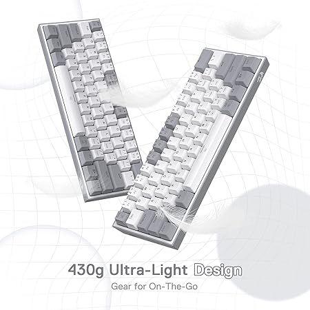 Redragon K617 Fizz 60% Wired RGB Gaming Keyboard, 61 Keys Compact Mechanical Keyboard w/White and Grey Color Keycaps, Linear Red Switch, Pro Driver/Software Supported - Rajputtrade
