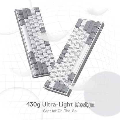 Redragon K617 Fizz 60% Wired RGB Gaming Keyboard, 61 Keys Compact Mechanical Keyboard w/White and Grey Color Keycaps, Linear Red Switch, Pro Driver/Software Supported - Rajputtrade
