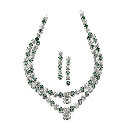 Necklace With Earrings Jewellery Set For Girls and Women (Green) - Rajputtrade