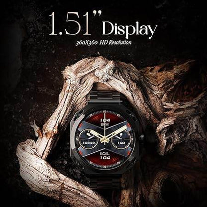boAt Enigma Z20 Smart Watch w/ 1.51" (3.8 cm) HD Display, Luxurious Metal Body Design, IP68(Metal Black) - Rajputtrade