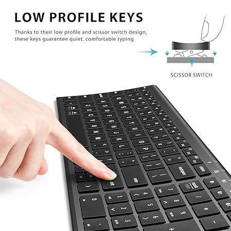 Bluetooth Keyboard BK10, Wireless Keyboard for Mac, Multi-Device Easy-Switch for up to 3 Devices, Silent Compact Slim Keyboard for Windows, Laptop, iPhone, iMac, Desktop, PC, Black - Rajputtrade