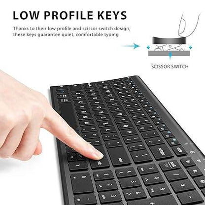 Bluetooth Keyboard BK10, Wireless Keyboard for Mac, Multi-Device Easy-Switch for up to 3 Devices, Silent Compact Slim Keyboard for Windows, Laptop, iPhone, iMac, Desktop, PC, Black - Rajputtrade