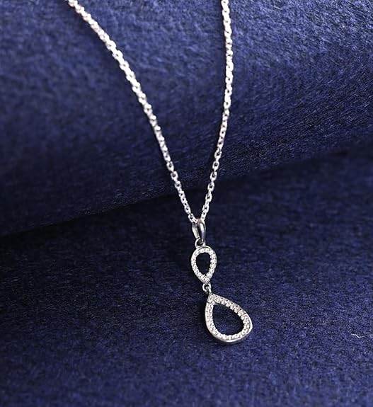 925 Sterling Silver Serenity Pendant Earrings Chain Necklace Jewellery Set | Platinum Plated, Swiss Zirconia | Gift for Women and Girls - Rajputtrade
