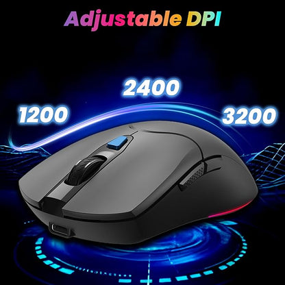Ant Esports KM500 Pro Wireless Gaming Keyboard and Mouse Combo, LED Backlit Rechargeable 2000mAh Battery, Mechanical Feel Anti-ghosting Keyboard + 6D 3200DPI Mice for PC Gamer (Black) - Rajputtrade