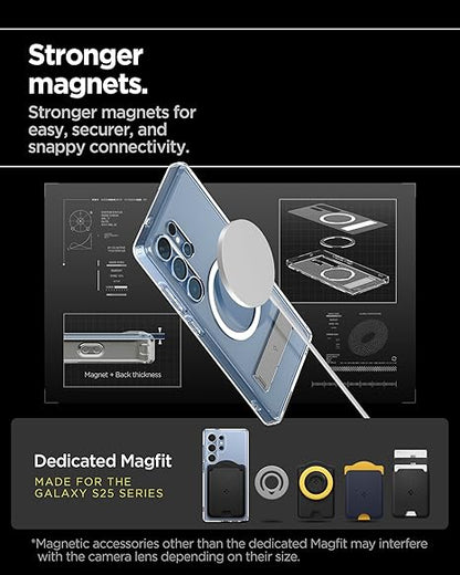 Spigen Ultra Hybrid S MagFit for Samsung Galaxy S25 Ultra Case, Transparent Galaxy S25 Ultra Back Cover - TPU+PC｜Clear White