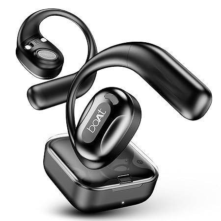 boAt Airdopes Progear Open-Ear Ear Buds for Outdoor Sports W/Air Conduction Tech,in Ear,4 Mics W/Ai-Enx, 100Hrs Playback,15Mm Drivers, Secure Fit,Beast Mode W/ 40Ms Latency, ASAP Charge(Active Black) - Rajputtrade