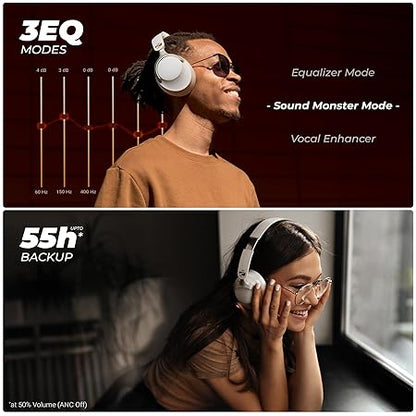 ZEBRONICS SILENCIO 111, Wireless Headphone, Hybrid ANC (50dB), 55*Hrs Backup, Bluetooth v5.4 (Black) - Rajputtrade