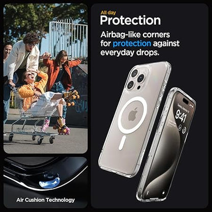 Spigen Ultra Hybrid MagFit Back Cover Case Compatible with iPhone 15 Pro (TPU + Poly Carbonate | White)