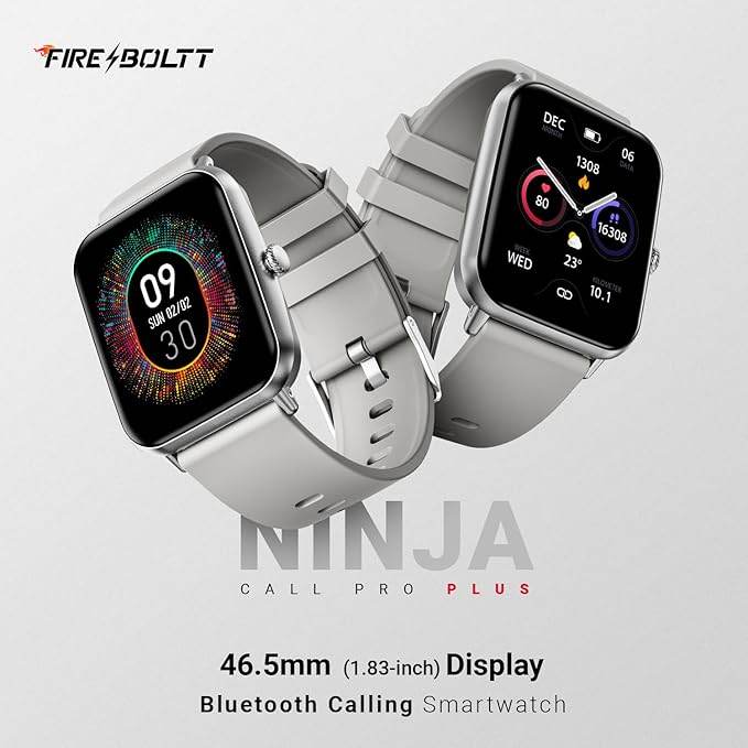 Fire-Boltt Ninja Call Pro Plus Smart Watch 1.83 inch with Bluetooth Calling (Grey) - Rajputtrade
