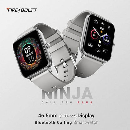 Fire-Boltt Ninja Call Pro Plus Smart Watch 1.83 inch with Bluetooth Calling (Grey) - Rajputtrade