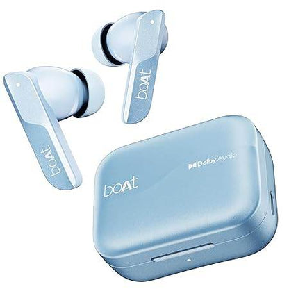 boAt Airdopes 800, Dolby Audio, Adaptive EQ by Mimi, 4Mics AI ENx, App Support, Fast Charge, Low Latency, IPX5, v5.3 Bluetooth TWS in Ear Earbuds Wireless Earphones with mic (Interstellar Blue) - Rajputtrade