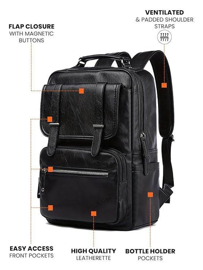 FUR JADEN Vegan Leather Stylish 15.6 Inch Laptop Backpack Travel Weekender Bag For Men Women - Rajputtrade