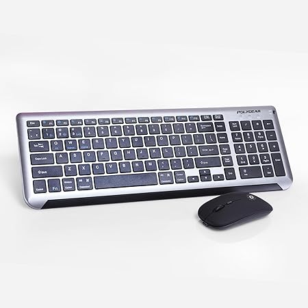 SWIFT PRO Wireless Rechargeable Dual Connectivity Keyboard and Mouse Set - Multidevice Bluetooth/Wireless Keyboard Full Size and Mouse, for Windows, Mac, Android, Smart TV, Tablet, PC, Laptop - Rajputtrade