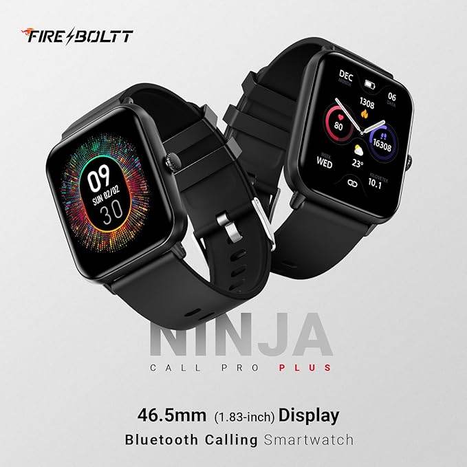 Fire-Boltt Ninja Call Pro Plus Smart Watch 1.83 inch with Bluetooth Calling (Black) - Rajputtrade