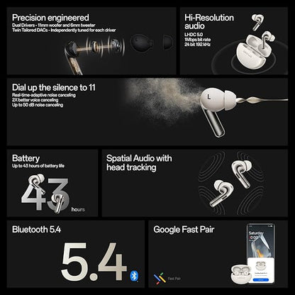 OnePlus Buds Pro 3 Bluetooth TWS in-Earbuds Dual Drivers, Dual Dacs, Dynaudio Eqs, AI-Powered Translator, Up to 50Db Adaptive Noise Cancellation, Up to 43Hrs Battery (3 color options)