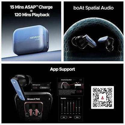 boAt New Launch Nirvana X TWS,Knowles Dual Drivers, Hi-Res Audio LDAC, App Support,4Mics ENx, Dual Pair, Spatial Audio, Fast Charge (Blue) - Rajputtrade