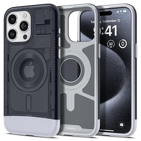 Spigen Classic C1 MagFit Back Cover Case Compatible with iPhone 15 Pro (TPU + Poly Carbonate | Graphite)