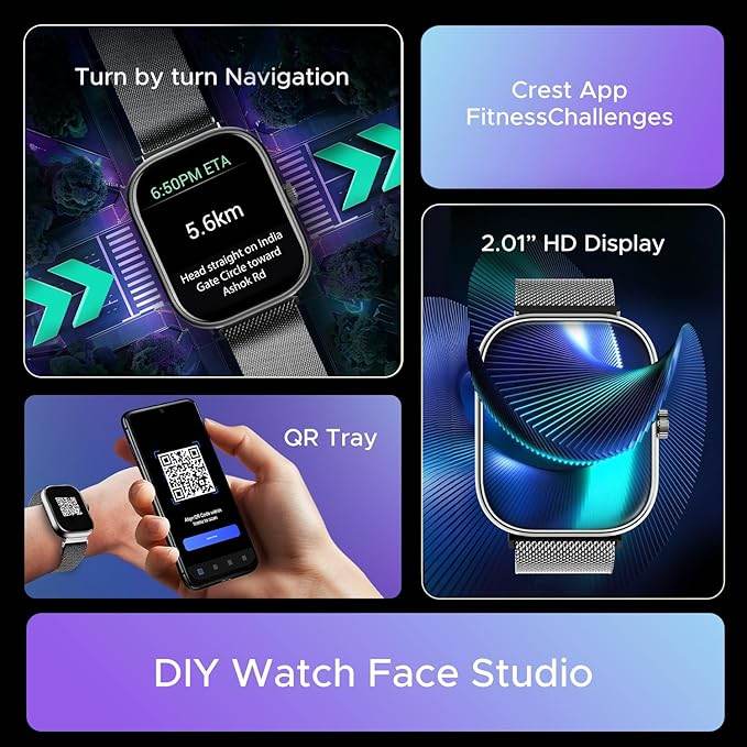 Boat Wave Sigma 3 w/Turn-by-Turn Navigation, 2.01" (5.1 cm) HD Display, Smart Watch for Men & Women(Metal Grey) - Rajputtrade