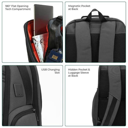 ICON The Overnighter Laptop Backpack 30L | Durable Oxford Fabric, Fits 15.6" Laptops | USB Charging Port, Luggage Sleeve | Water-Resistant, Multipurpose Unisex Bag for Short Trips - Rajputtrade
