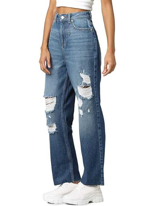 Women's Regular Jeans, Medium Blue Denim (Size 33) - Rajputtrade