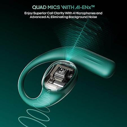 boAt Airdopes Progear Open-Ear Ear Buds for Outdoor Sports W/Air Conduction Tech, in Ear, 4 Mics W/Ai-Enx, 100Hrs Playback, 15Mm Drivers, Secure Fit,Beast Mode W/ 40Ms Latency, ASAP Charge Green - Rajputtrade