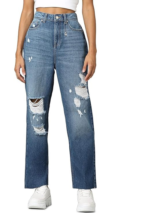 Women's Regular Jeans, Medium Blue Denim (Size 33) - Rajputtrade
