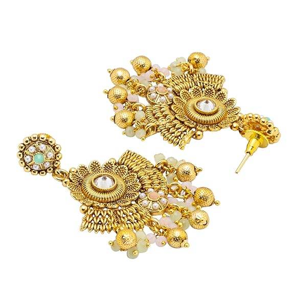 Gold Plated Matte Forming One Gram Gold Haram Traditional Kundan, Choker Jewellery/Jewelry Necklace Set For Women - Rajputtrade