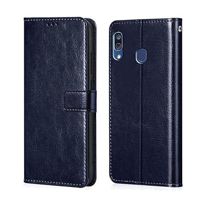 Samsung Galaxy A20 | A30 | M10s (Flexible | Leather Finish | Card Pockets Wallet & Stand | Blue)