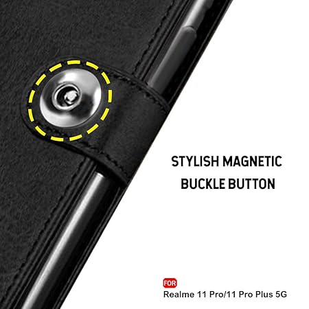 Realme 11 / 11 Plus/Narzo 60 Pro 5G | Genuine Leather Finish (Flip Black)