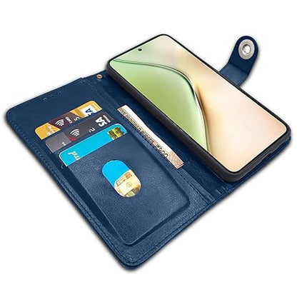 Vivo Y200 5G Flip Cover Leather Finish | Flip Case (Blue)