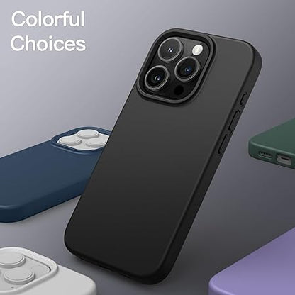 iPhone 15 Pro Case 6.1, Slim Liquid Silicone 3 Layers Full Covered Soft (Black)