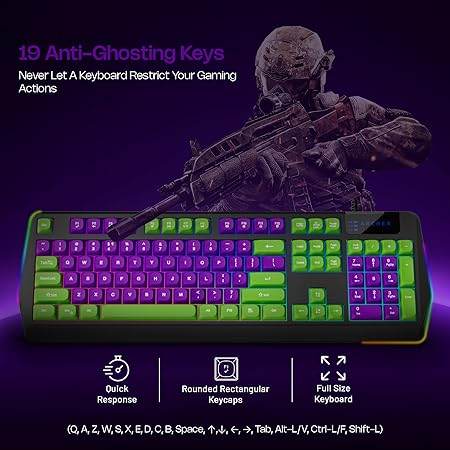 Archer Tech Lab Wired Gaming Keyboard and Mouse Combo|Full Size 104 Keys,19 Anti-Ghosting| 6 Button Mouse Adjustable 7200 DPI,13 RGB Modes,Braided Cable|for PC, Laptop,Windows, Mac,Linux(G200) - Rajputtrade