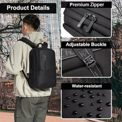 Arctic Hunter Slim Laptop Backpack for Men Women Lightweight 18L Expandable Backpack Shockproof 15.6" Laptop Pocket Water-resistant Daypack Computer Bag for Office Daily Casual College, Black - Rajputtrade