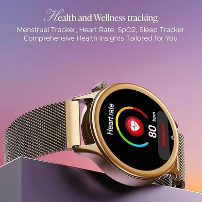 boAt Enigma Daze Women's Luxury Smart Watch w/ 1.3”(3.3cm) Luminous Display, HR & SpO2 (Metallic Gold) - Rajputtrade