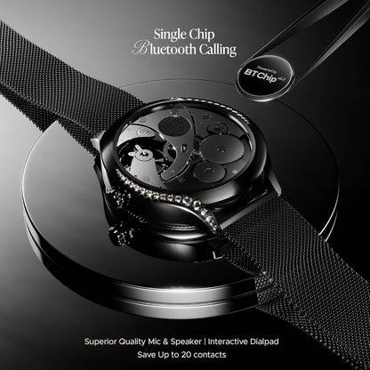boAt Enigma Gem Women's Luxury Smart Watch w/ 1.19” (3.02cm) AMOLED Display, HR & SpO2 (Metallic Black) - Rajputtrade