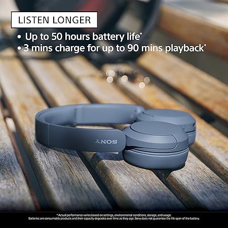 Sony WH-CH520 Wireless Bluetooth Headphones with Mic, Up to 50Hrs Battery, Voice Assistant, Customized EQ-Blue - Rajputtrade