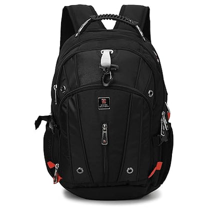 SWISS MILITARY Laptop Backpack: 31L Water-Resistant Bag with USB & Aux Port, Breathable EVA Back, Stylish Travel & Outdoor Backpack for Men & Women - Black - Rajputtrade