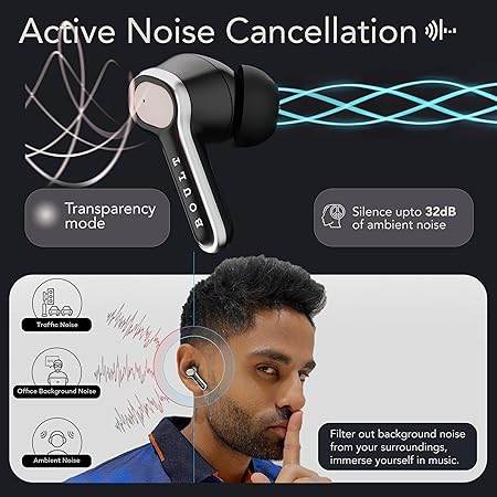 Boult Audio Z40 Ultra Truly Wireless in Ear Earbuds with 32dB Active Noise Cancellation, 100H Playtime (Black) - Rajputtrade