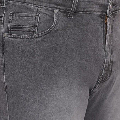 JOHN PRIDE Plus Size Men's Stretchable Mid-Rise Comfort Fit Clean Look Grey Cotton Jeans for Men - Rajputtrade