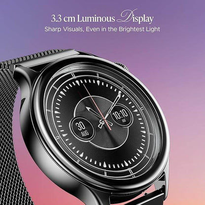 boAt Enigma Daze Women's Luxury Smart Watch w/ 1.3”(3.3cm) Luminous Display, HR & SpO2 (Metallic Black) - Rajputtrade