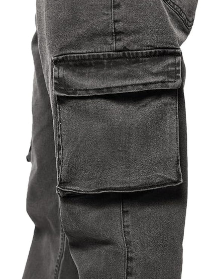 The Souled Store Solids: Men and Boys Straight Fit Cotton Blend Cargo Jeans - Rajputtrade