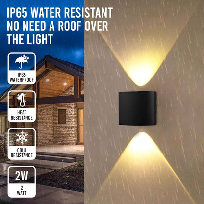 2W Waterproof Led Wall Light for Home Decoration – Up Down 2-Way LED Wall Lamp | IP65 Outdoor Fancy Wall Lights for Balcony,Gate,Elevation,Garden,Patio | Decorative Wall Mount Light - Rajputtrade