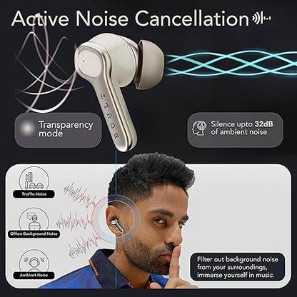 Boult Audio Z40 Ultra Truly Wireless in Ear Earbuds with 32dB Active Noise Cancellation, 100H Playtime (Cream) - Rajputtrade