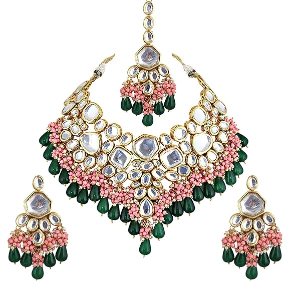 Jewellery 18K Gold Plated Multicolor with Monalisa Drop Bridal Set for Girls & Women - Rajputtrade