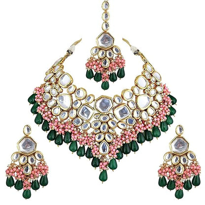 Jewellery 18K Gold Plated Multicolor with Monalisa Drop Bridal Set for Girls & Women - Rajputtrade